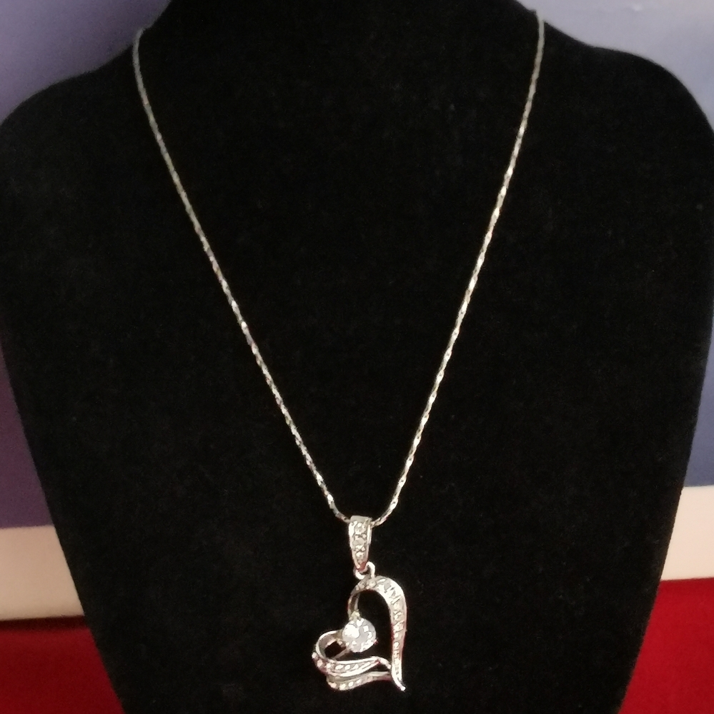 #18~Rhinestone heart shape necklace